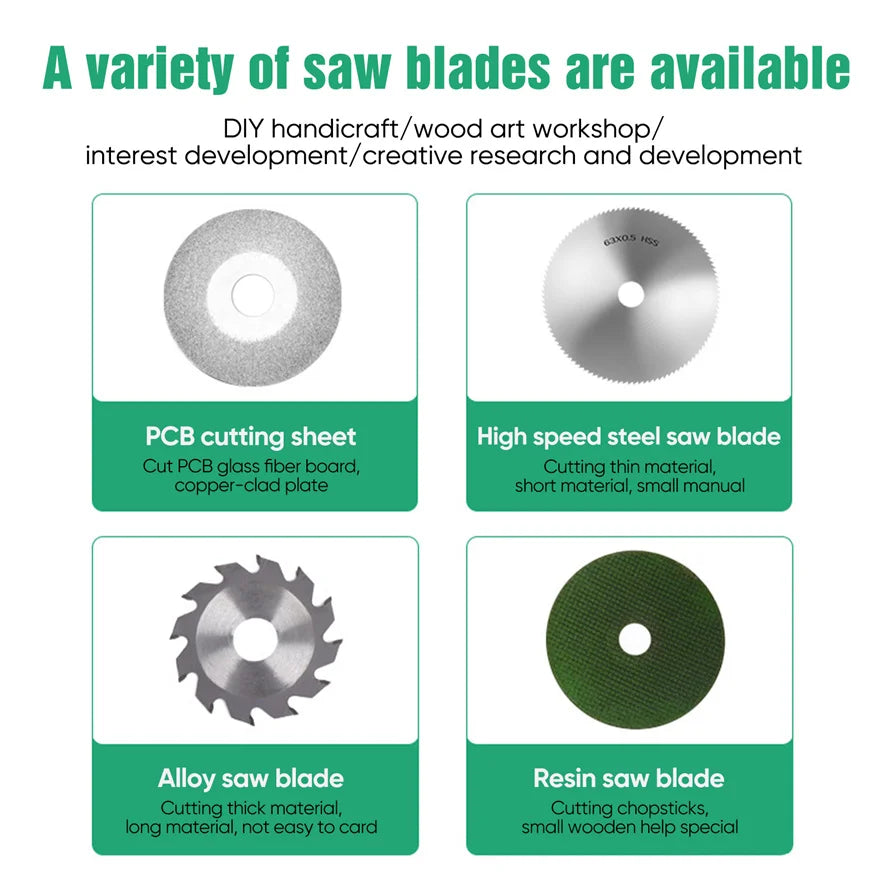 Precision Mini Table Saw 100W – Compact DIY Woodworking & Model Craft Cutting Machine with Adjustable Speed & Multi-Angle Blade