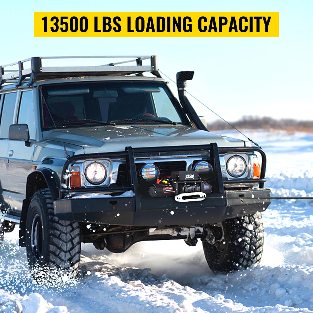VEVOR 13500LBS Electric Truck Winch – Powerful 12V Winch with Synthetic Rope & Remote Control