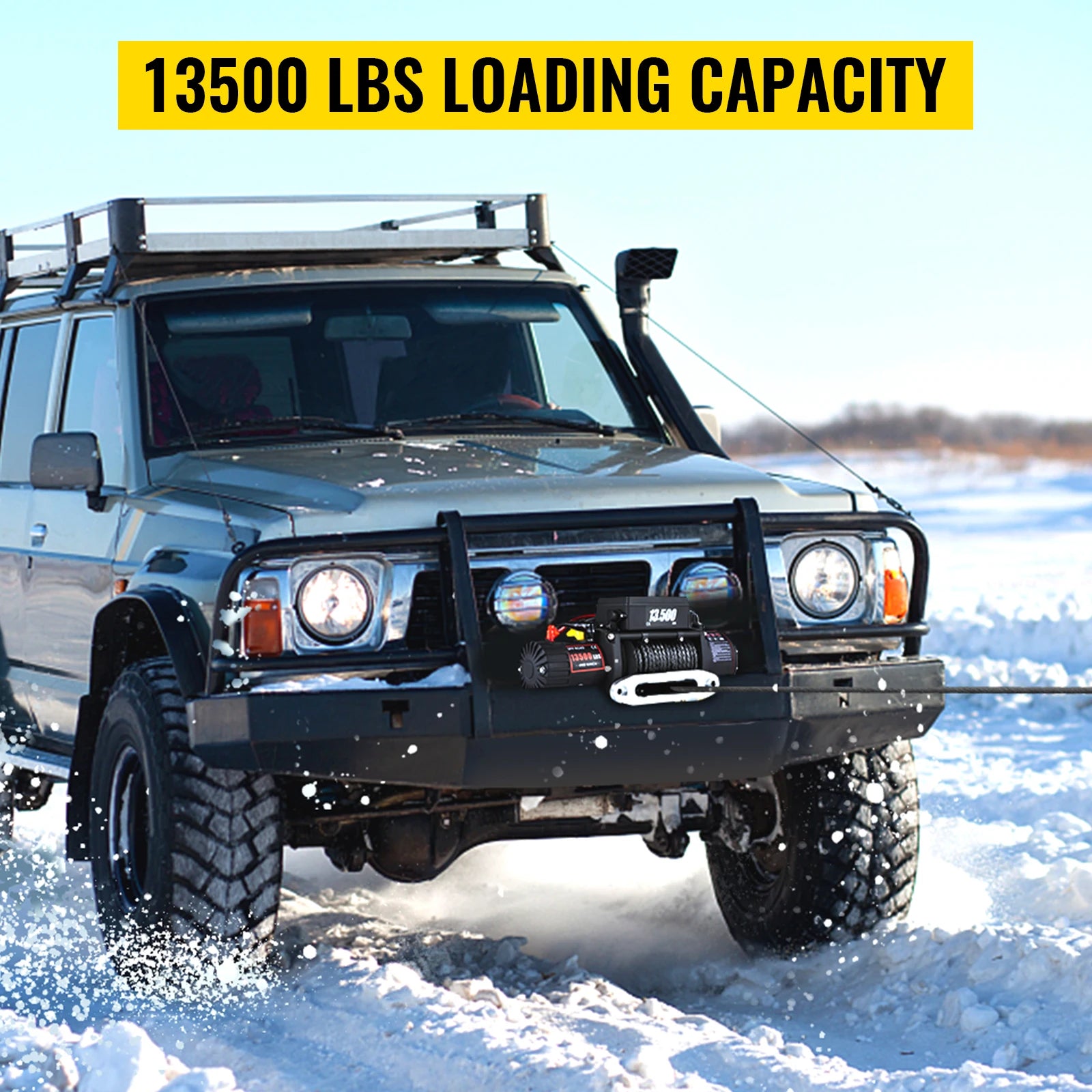 VEVOR 13500LBS Electric Truck Winch – Powerful 12V Winch with Synthetic Rope & Remote Control