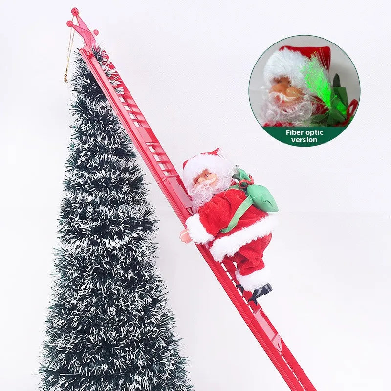 Santa Claus Doll Climbing Ladder with Music Christmas Tree Ornaments Decorations for Home 2025 Navidad New Year Kids Gift