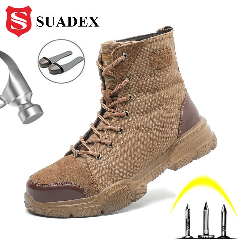 SUADEX Steel Toe Work Boots for Men — Indestructible Safety Shoes, Sizes 36-48