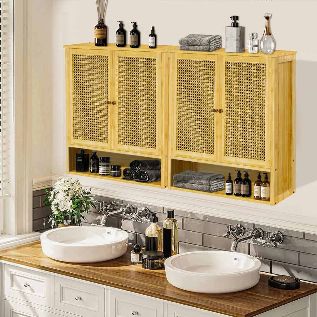 Wall-Mounted Bamboo Bathroom Cabinet & Storage Organizer