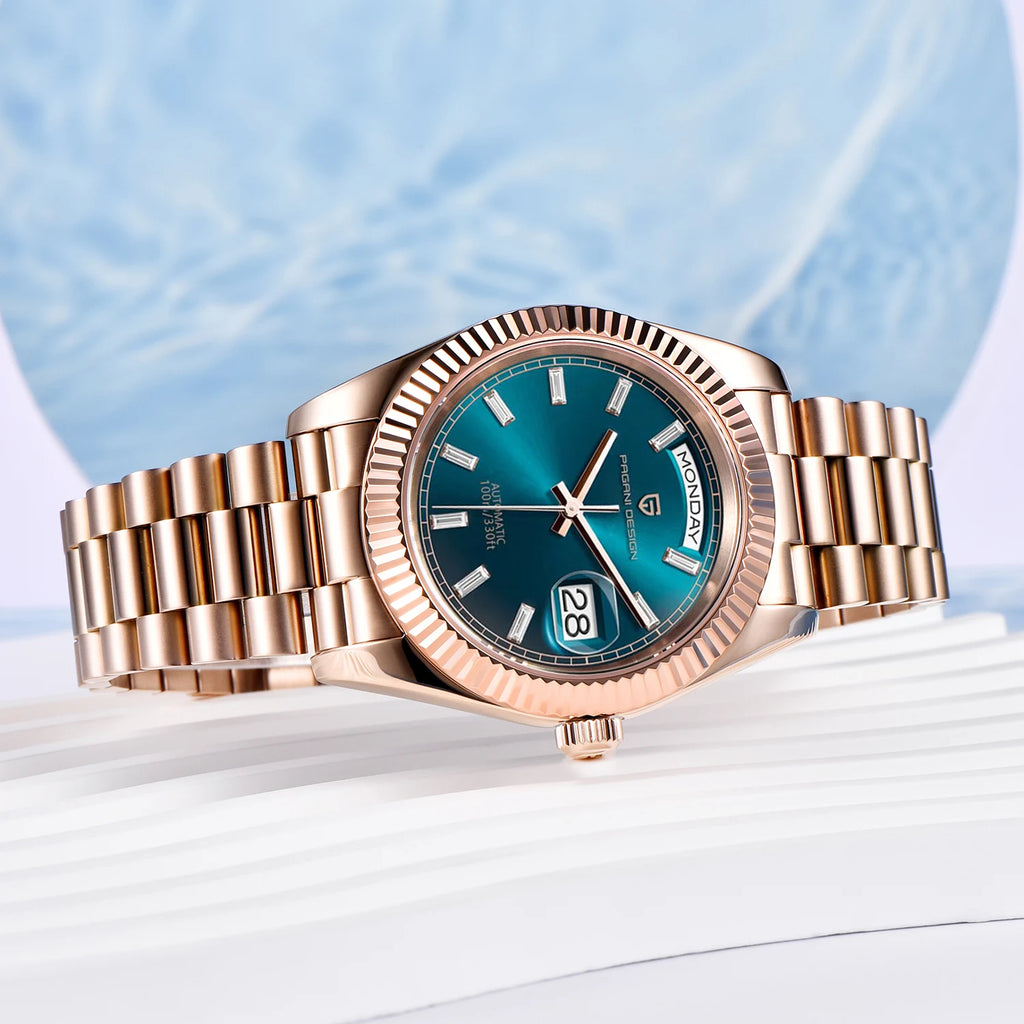 2025 PAGANI DESIGN Luxury Rose Gold Automatic Mechanical Watch – Men’s Sapphire Sports Timepiece