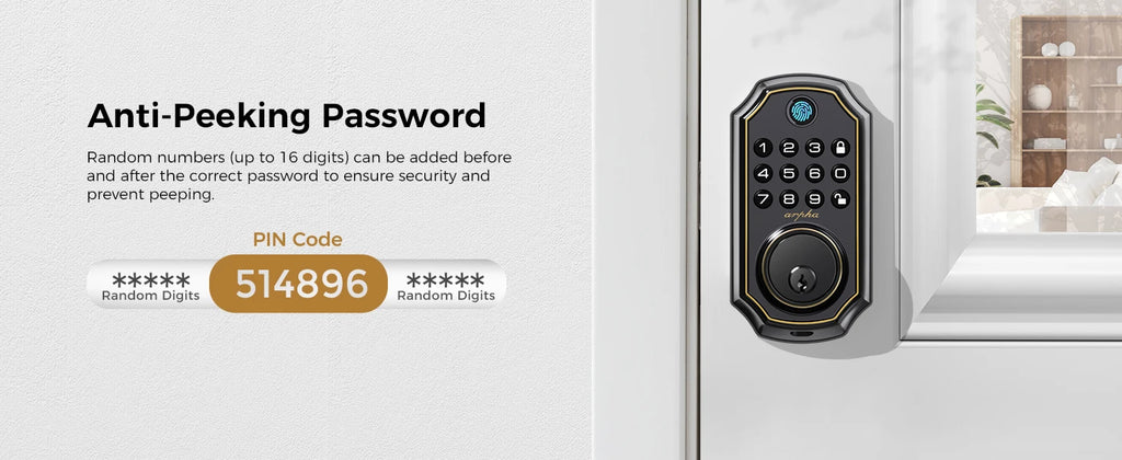 Arpha D280 Keyless Entry Door Lock 5-in-1 Smart Fingerprint Deadbolt with Keypad Electronic Deadbolt Auto-Lock One Touch Lock