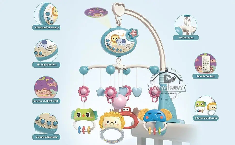 Yokibo Musical Baby Crib Mobile with Soothing Lights & 400 Melodies — Remote Control Infant Toy