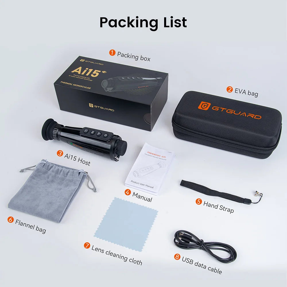 GTGUARD Ai15 Thermal Imaging Monocular – High-Resolution Infrared Camera with AMOLED Display, AI Super Resolution, 32GB Storage for Hunting, Boating, Camping & Night Use