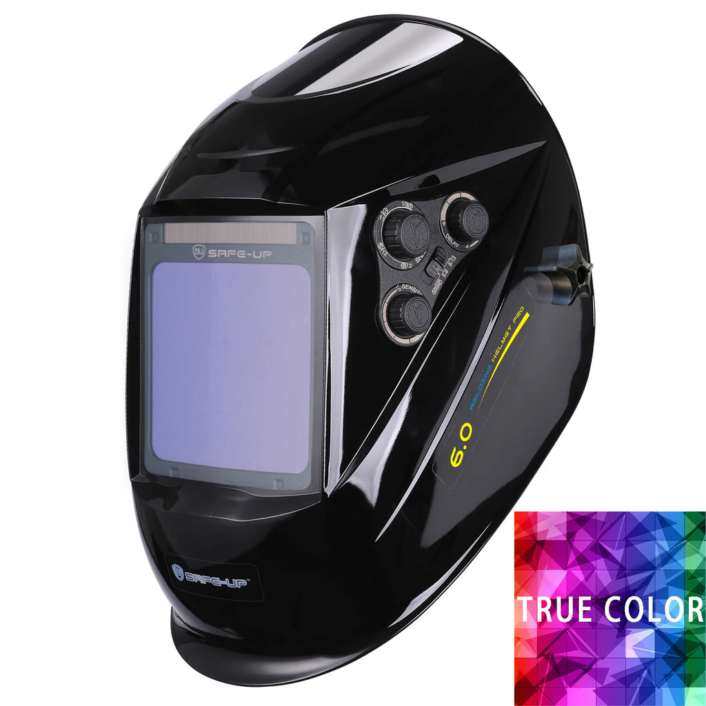 Welding Mask - Auto Darkening Helmet 100x97mm Large View, TRUE Color, 4 Sensors for MIG/MAG/MMA Welding
