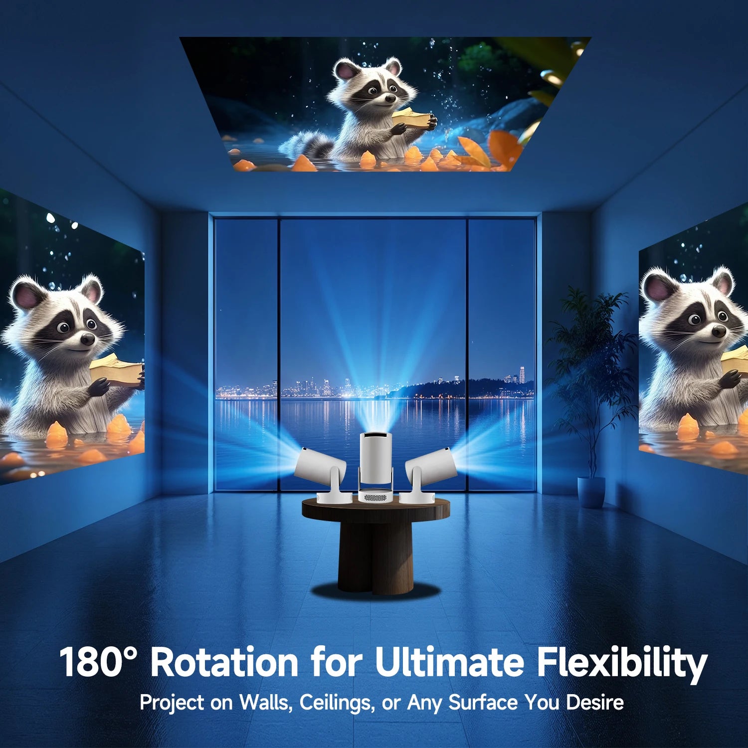 Magcubic HY300Pro+ Mini Projector with Android 11, 4K Support, Auto Keystone, Wi-Fi & Bluetooth – Portable LED Home Theater Projector, 720P Native, 40–200” Display