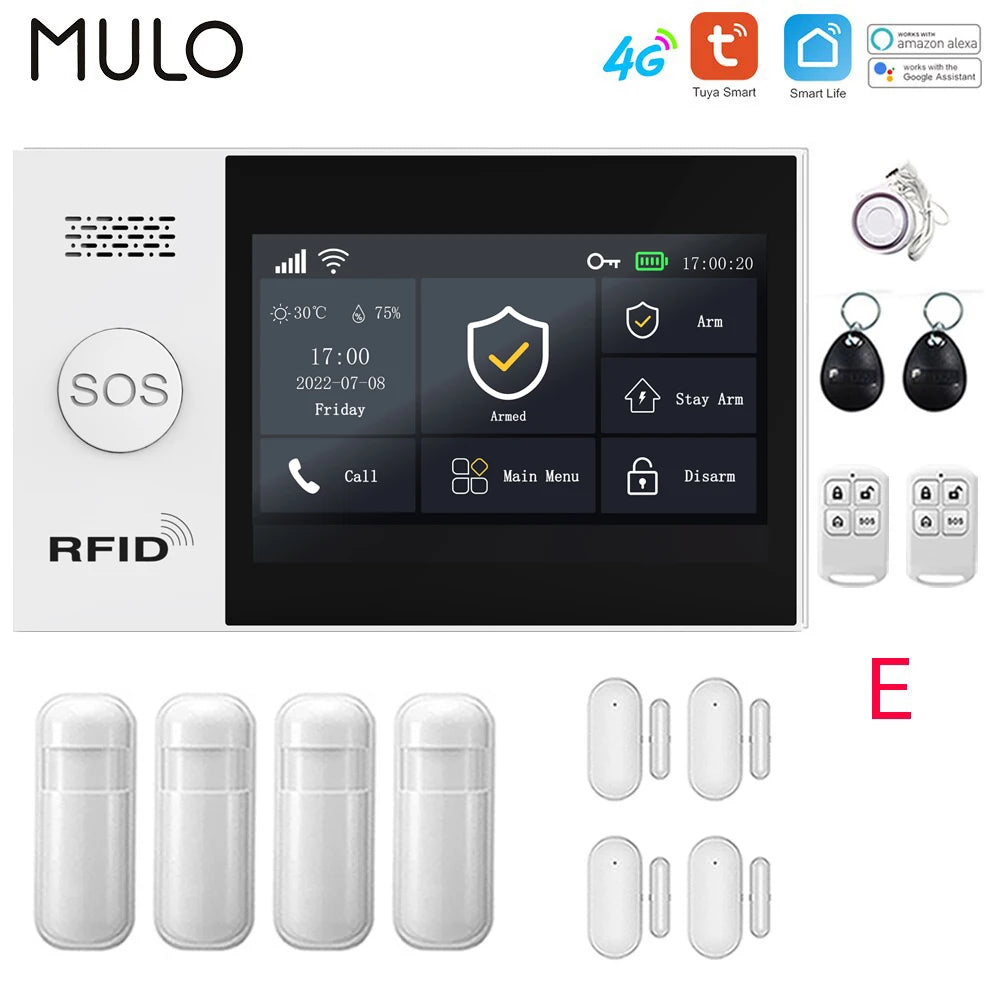Tuya 4G Home Alarm Smart Home WIFI Security Alarms For Home House Touch Screen Apartment Alarms Support Smart Life APP Alexa