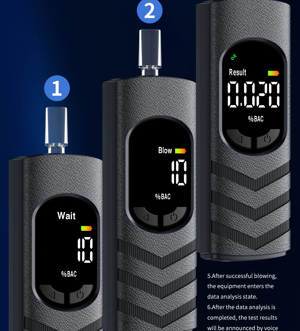Digital Alcohol Tester – Professional Breathalyzer with LCD Display, Semiconductor Sensor, Accurate Drunk-Driving Detection for Home Use