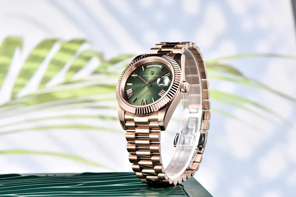 2025 PAGANI DESIGN Luxury Rose Gold Automatic Mechanical Watch – Men’s Sapphire Sports Timepiece