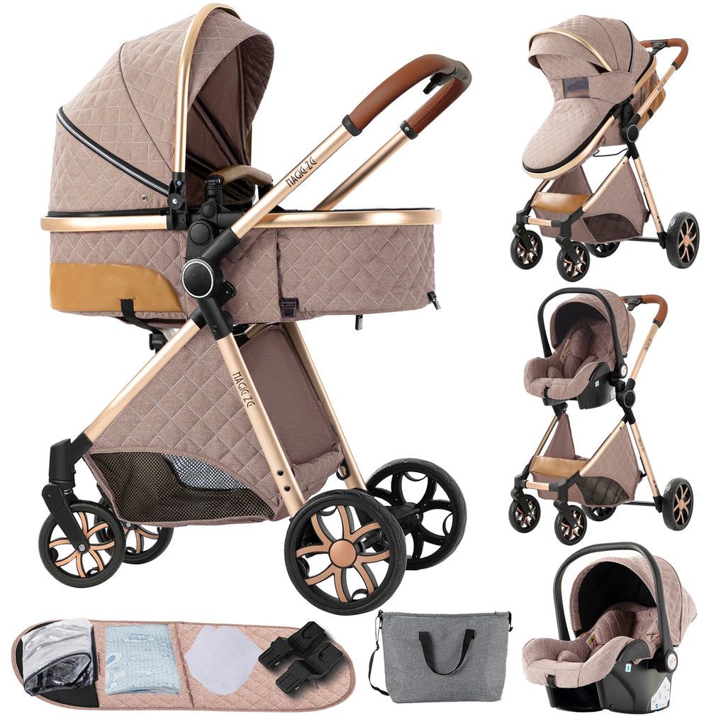 3-in-1 Baby Stroller Travel System with Lightweight Frame & One-Hand Fold | Bassinet + Car Seat + Stroller