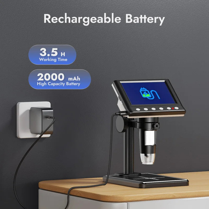 ✨RIEVBCAU DM7 4.3” Digital Coin & Soldering Microscope – 1000X Zoom, 1080P Display & LED Illumination✨