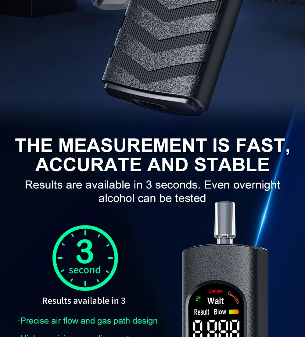 Digital Alcohol Tester – Professional Breathalyzer with LCD Display, Semiconductor Sensor, Accurate Drunk-Driving Detection for Home Use