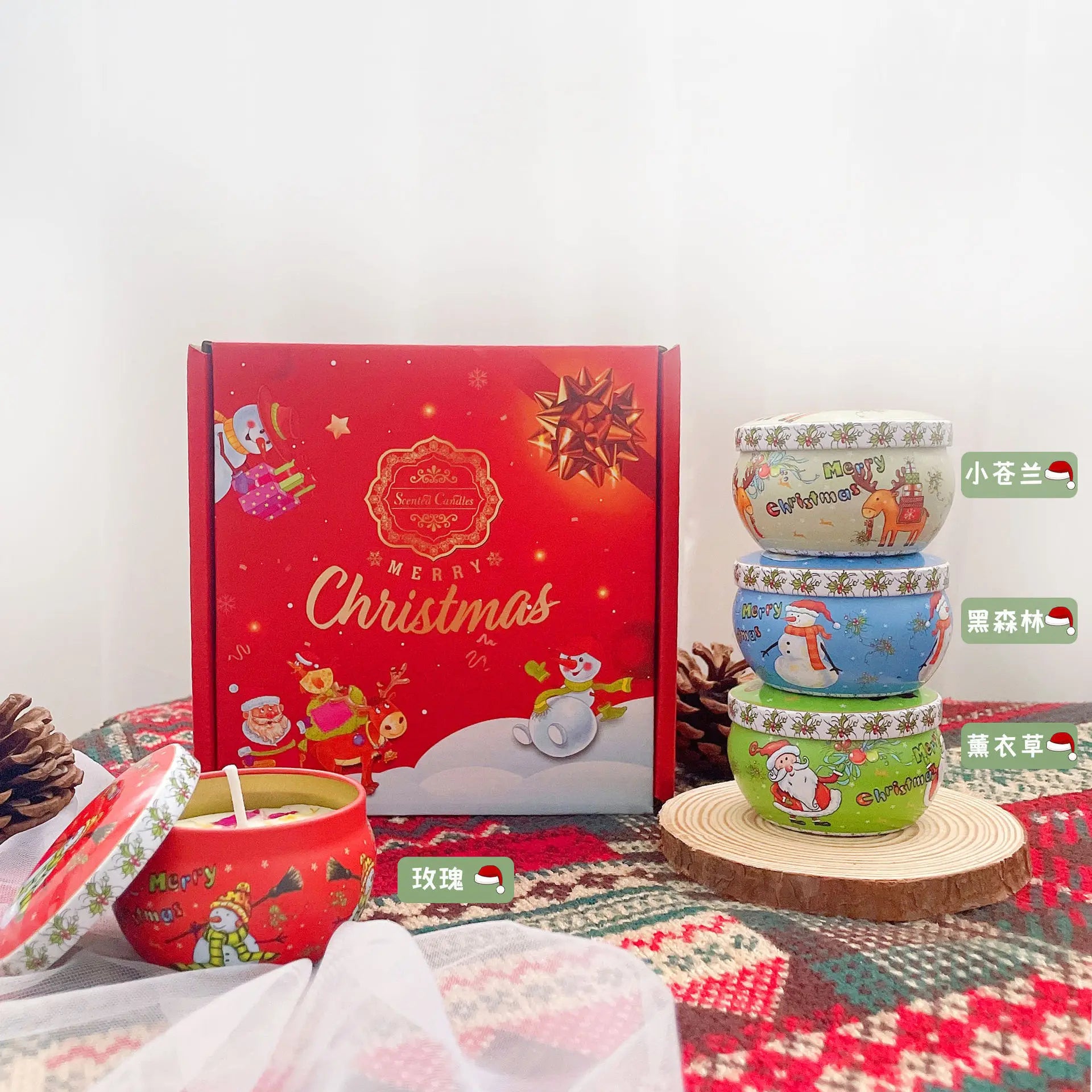 Christmas Aromatherapy Candles Rose Freesia Vanilla Scented Candle Smokeless Plant Wax Holiday Decor Perfect Festival Gifts