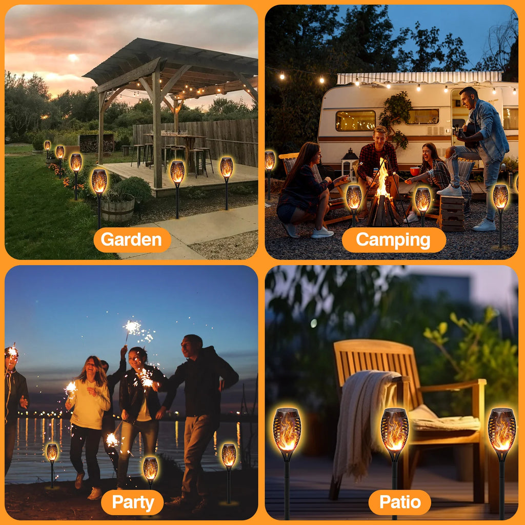 Solar Outdoor LED Torch Lights with Flickering Flame (4 / 6 / 8 / 12 Pieces)