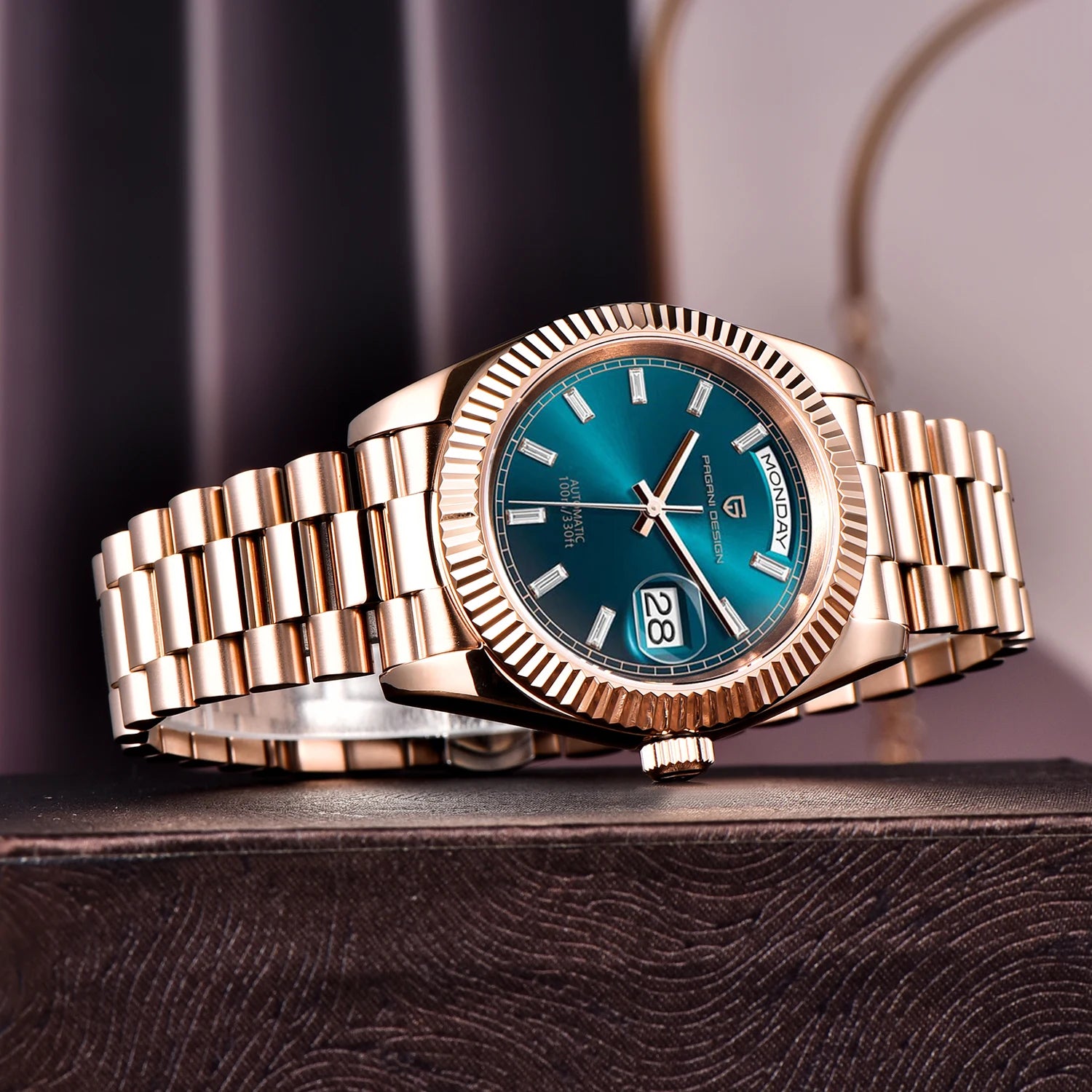 2025 PAGANI DESIGN Luxury Rose Gold Automatic Mechanical Watch – Men’s Sapphire Sports Timepiece