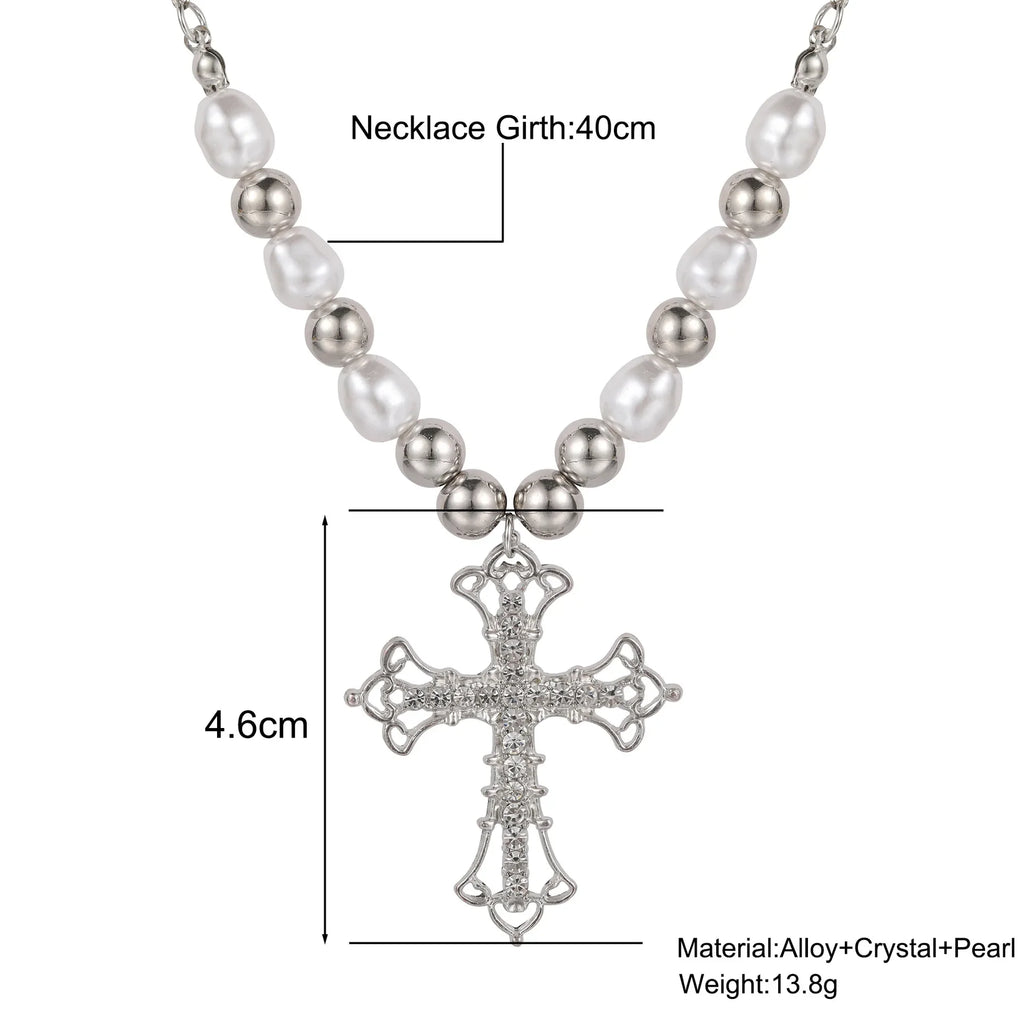 ✨ Luxe Gothic Zircon Cross Pendant Necklace – Y2K Aesthetic Punk Statement Jewelry (Unisex)
