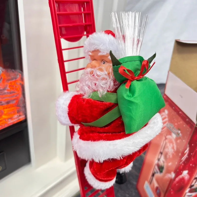 Santa Claus Doll Climbing Ladder with Music Christmas Tree Ornaments Decorations for Home 2025 Navidad New Year Kids Gift