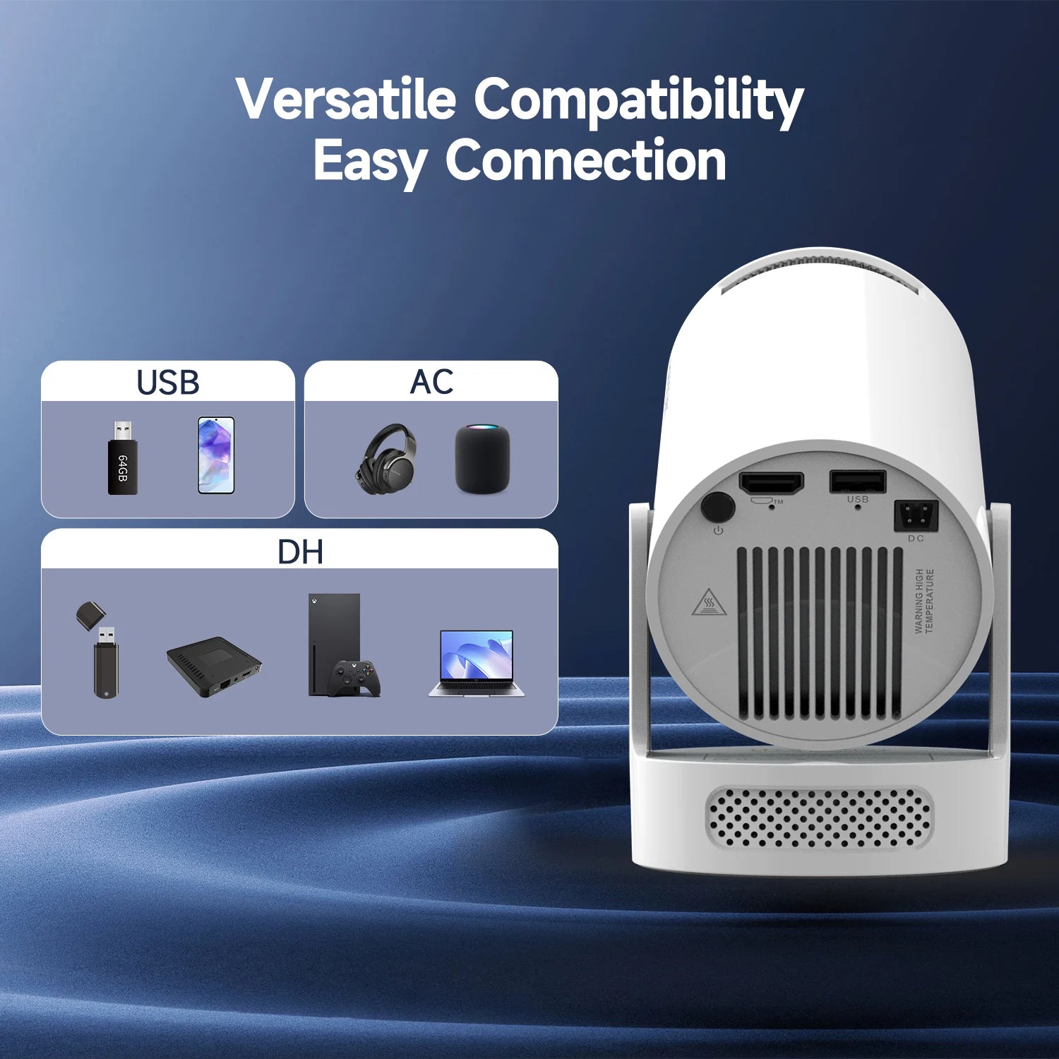 Magcubic HY300Pro+ Mini Projector with Android 11, 4K Support, Auto Keystone, Wi-Fi & Bluetooth – Portable LED Home Theater Projector, 720P Native, 40–200” Display