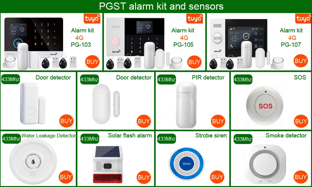 PG-107 Home security alert system,equipped with 4.3-inch 4G WiFi devices,compatible with your application controls,and works wit