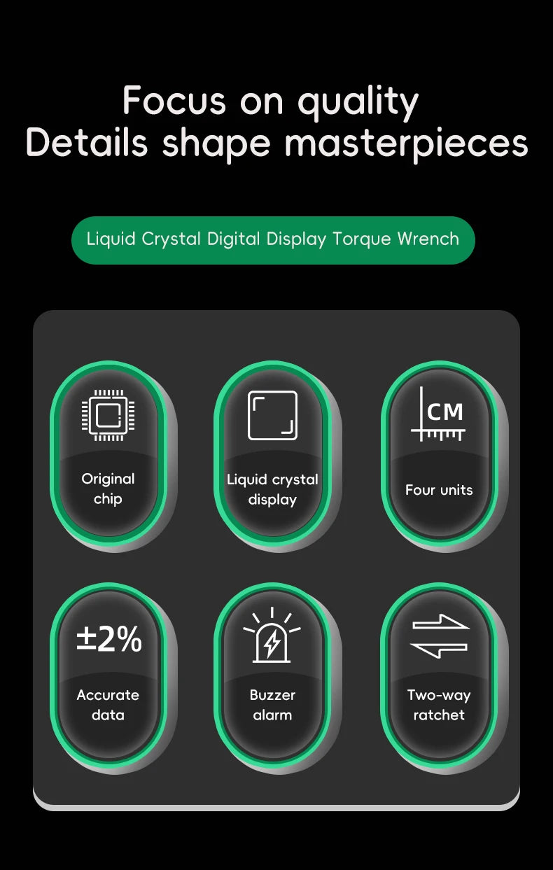 MoveCrab Digital Torque Wrench with Interchangeable Ratchet & Open-End Heads, 5–99.6 ft-lb (6.8–135 Nm) High-Precision Electronic Torque Wrench with LCD Display