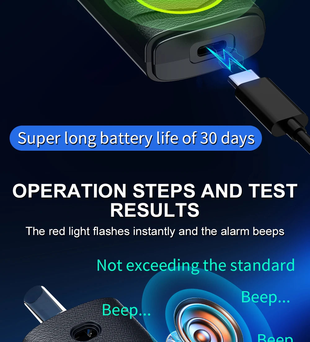 Digital Alcohol Tester – Professional Breathalyzer with LCD Display, Semiconductor Sensor, Accurate Drunk-Driving Detection for Home Use