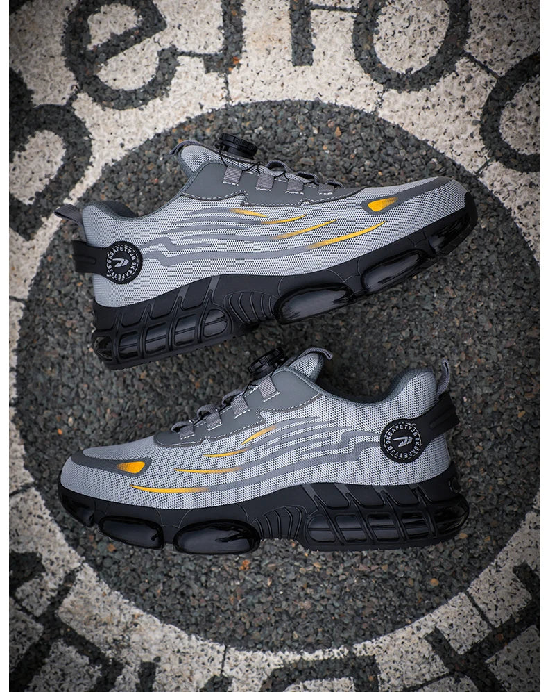 ✨ Ultra-Breathable Soft-Sole Safety Sneakers – Lace-Free, Anti-Smash & Anti-Puncture Work Shoes for Men