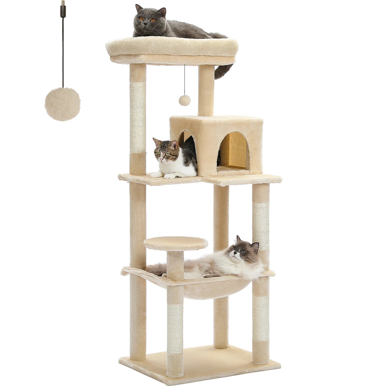 5-Level Cat Tree Tower for Indoor Cats – Large Cat Condo with Hammock & Scratching Posts