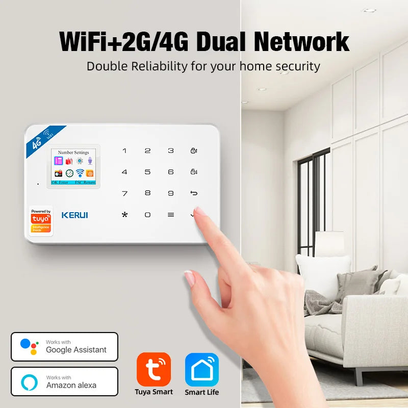 KERUI W181 Alarm Security System with Siren Wireless GSM WiFi Intelligent Home Alarm System with Door Sensor PIR Detector