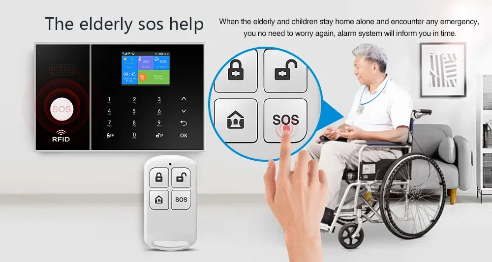 HIVA Security Alarm System For Home GSM Wifi Tuya Smart Life App Control Burglar Alarm Kit With Pir Door Sensor work with Alexa