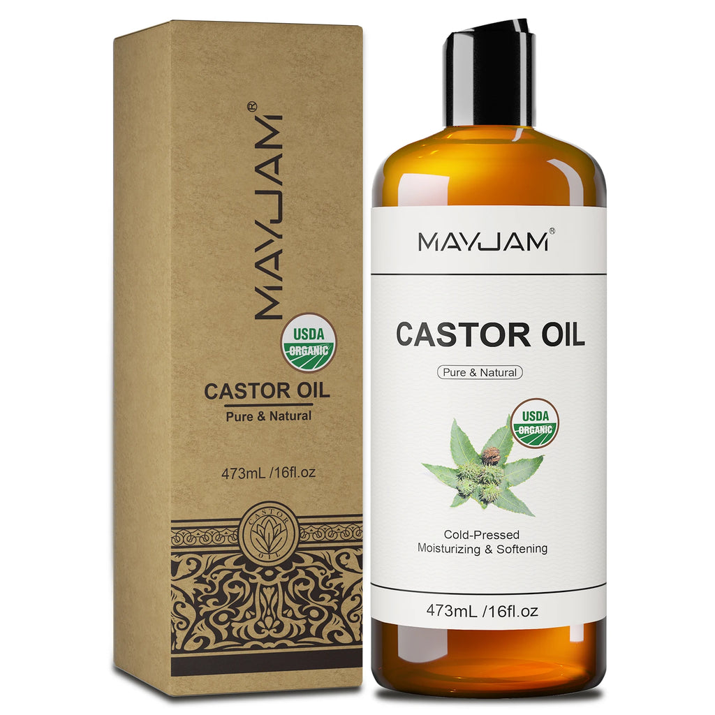 USAD Organic Castor Oil – Cold-Pressed Pure Natural Carrier Oil for Face, Hair, Skin & Lash Growth | 473ml