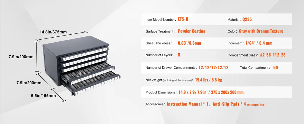 SucceBuy Steel Drill Bit Dispenser Organizer Cabinet, Heavy-Duty Metal Storage Cabinet with Drawers, Stackable Drill Bit Organizer for Machine Shop & Garage