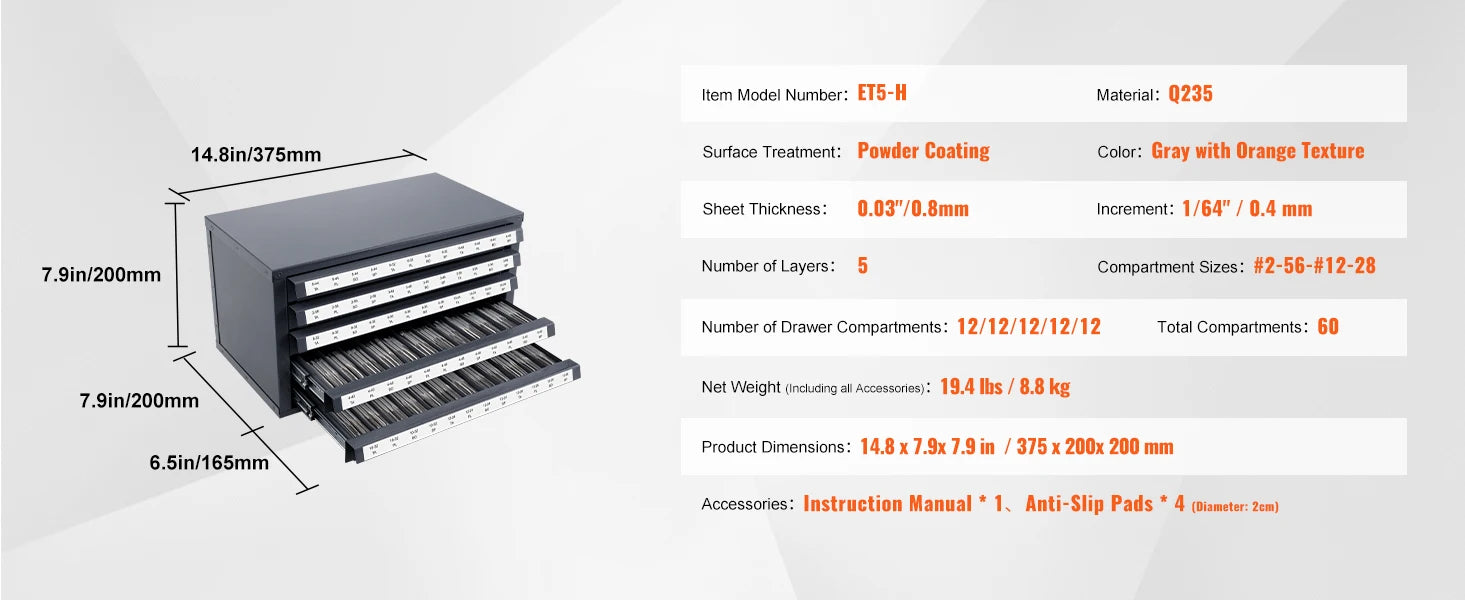 SucceBuy Steel Drill Bit Dispenser Organizer Cabinet, Heavy-Duty Metal Storage Cabinet with Drawers, Stackable Drill Bit Organizer for Machine Shop & Garage