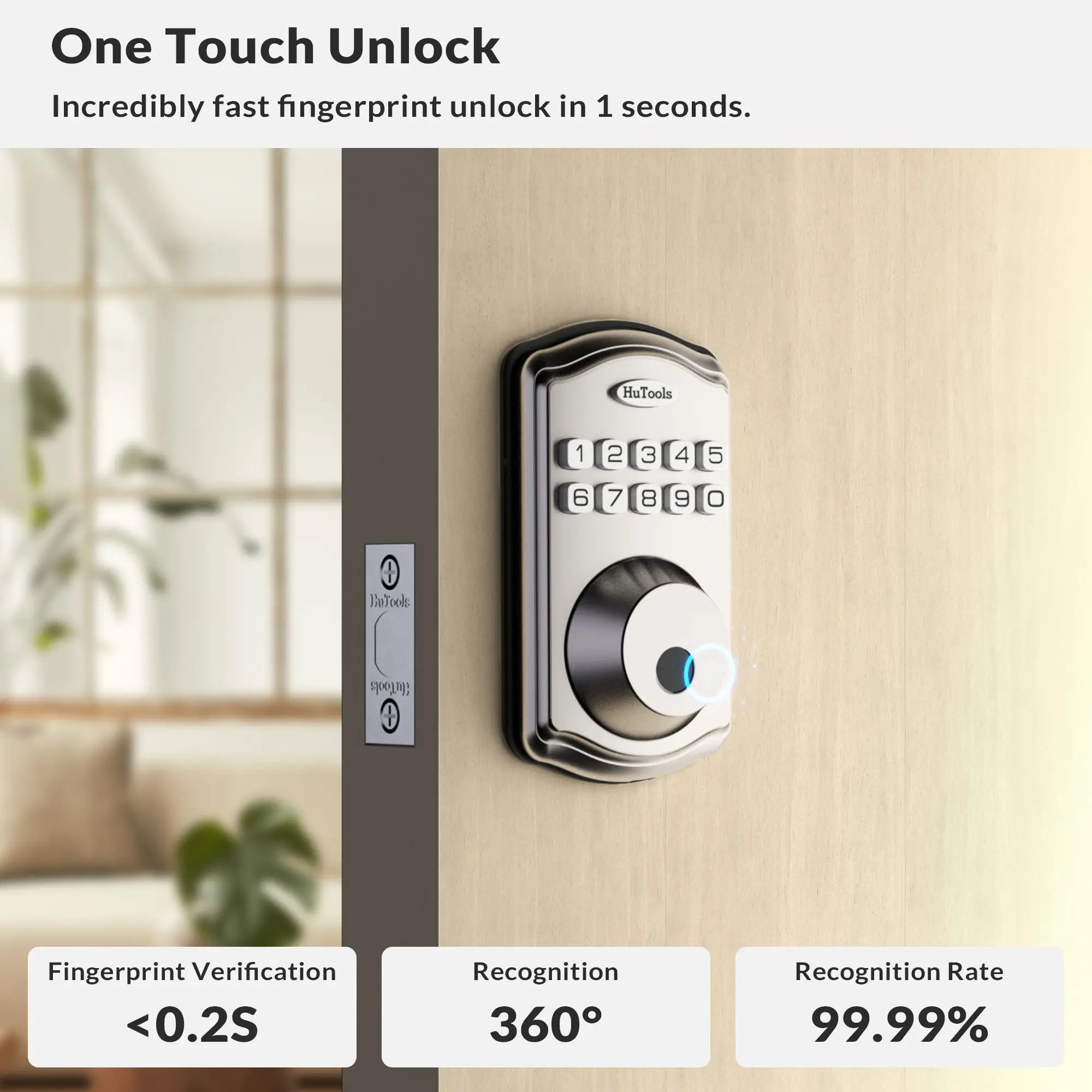 Smart Keypad Door Lock-Fingerprint  Entry Door Lock Deadbolt,  20 Touch Locking And 20 User Codes, Easy To Install And Program