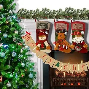 Christmas Stocking Classic Large Stockings Santa Snowman Reindeer Xmas Character for Family Holiday Christmas Party Decorations