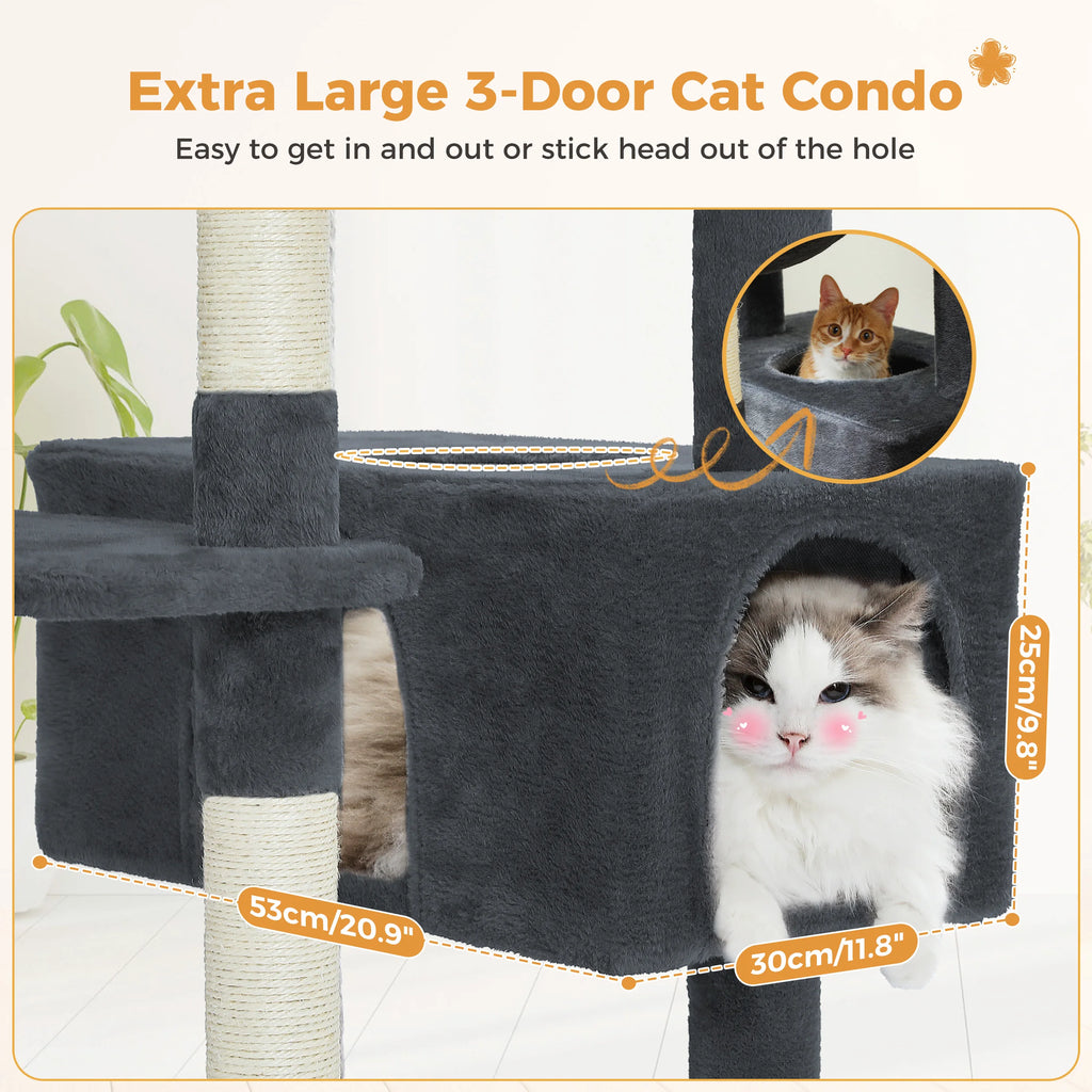 Cozy Heights™ 184cm Deluxe Cat Tree Tower – Multi-Level Indoor Playground with Scratching Posts, Plush Perches & Hideaway Condos