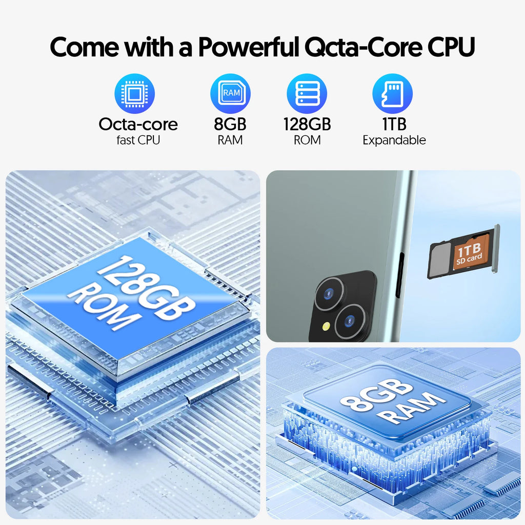 Android 14 Tablet with Keyboard, Mouse, Protective Case & Stylus – 8GB+128GB, Octa-Core, GMS Certified