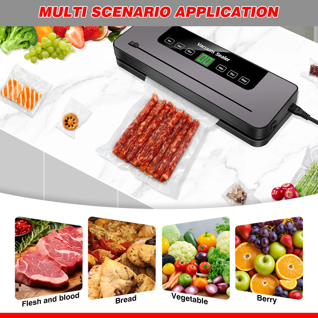 DayPlus Compact Electric Vacuum Sealer – Fresh Food Preservation with 5 Modes & 10 Free Bags