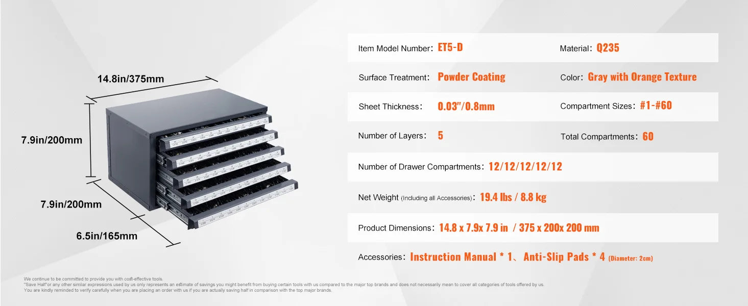 SucceBuy Steel Drill Bit Dispenser Organizer Cabinet, Heavy-Duty Metal Storage Cabinet with Drawers, Stackable Drill Bit Organizer for Machine Shop & Garage