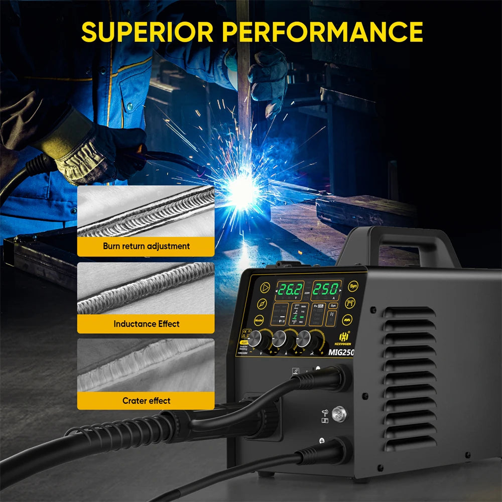 HZXVOGEN MIG250 Aluminum 5 in 1 Welding Machine MMA ARC/Gas MIG/Gasless MIG/LIFT TIG Spot Welding Portable Home Welder Tool