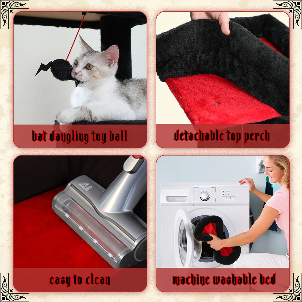 5-Level Cat Tree Tower for Indoor Cats – Large Cat Condo with Hammock & Scratching Posts