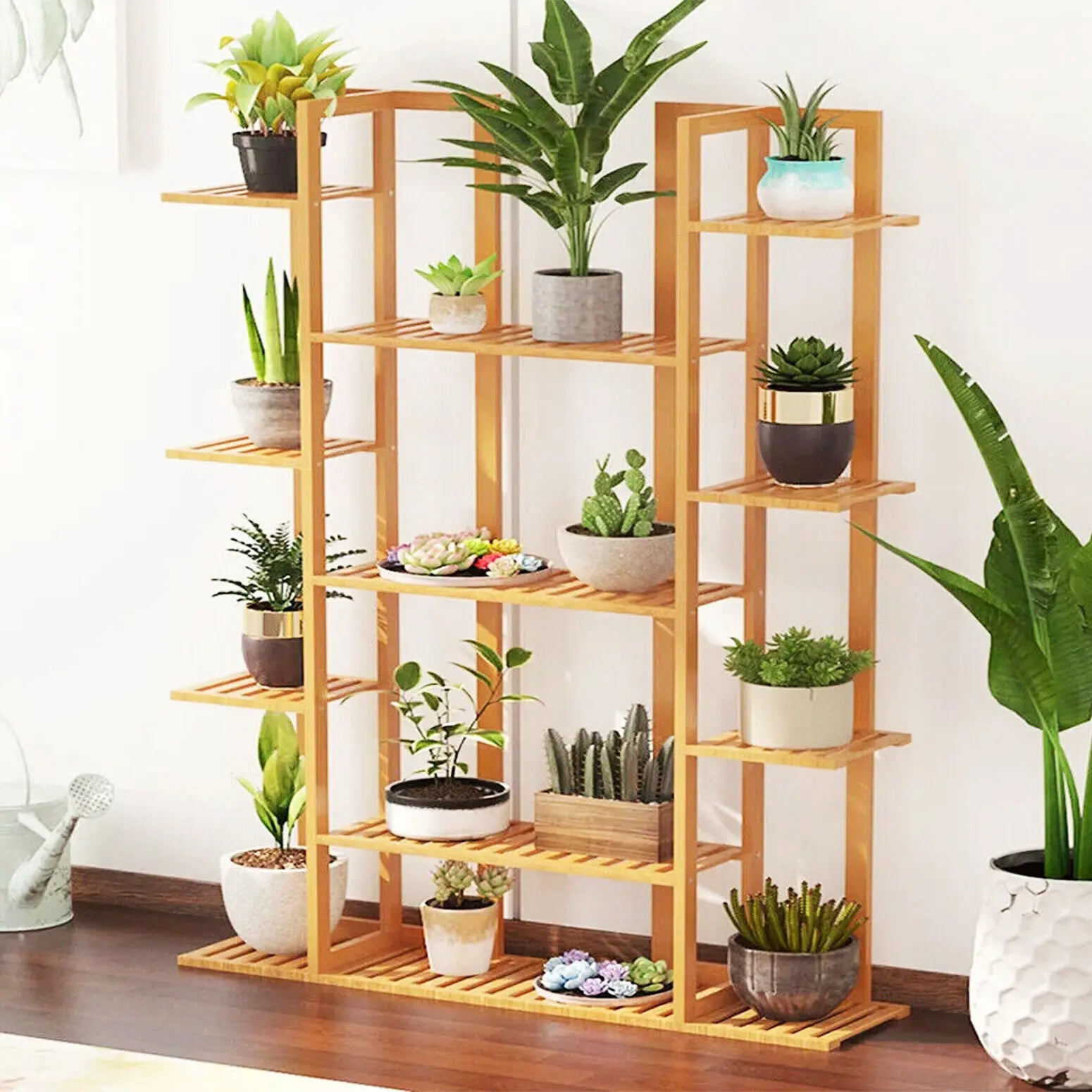 Multi-Tier Bamboo Plant Stand – 9-Tier Indoor/Outdoor Flower Pot Display Rack for Garden, Balcony & Living Room