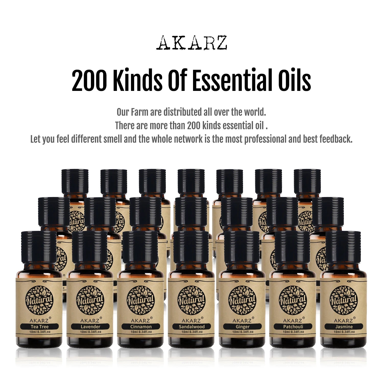 AKARZ Luxury Essential Oil Set – Rose, Angelica, Narcissus & More | Spa-Grade Aromatherapy 5x10ml