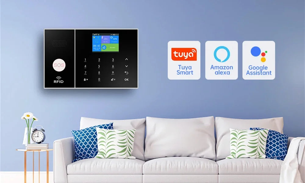 HIVA Security Alarm System For Home GSM Wifi Tuya Smart Life App Control Burglar Alarm Kit With Pir Door Sensor work with Alexa