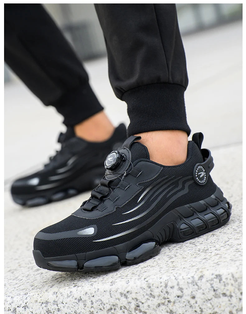 ✨ Ultra-Breathable Soft-Sole Safety Sneakers – Lace-Free, Anti-Smash & Anti-Puncture Work Shoes for Men