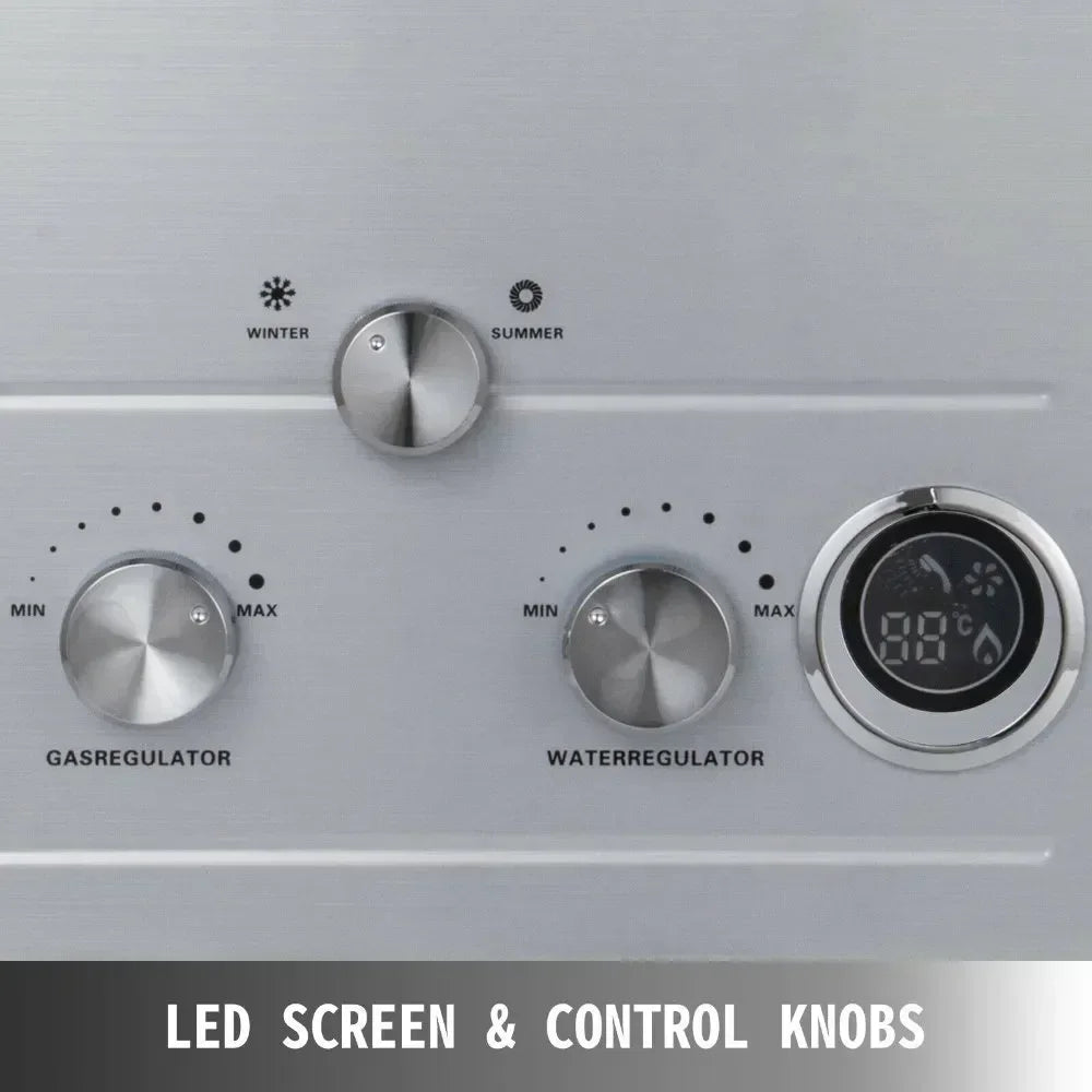 SIHAO LPG Tankless Water Heater 6L–18L, Stainless Steel Instant Propane Gas Water Heater with LED Display for Outdoor, RV, Trailer & Home Use