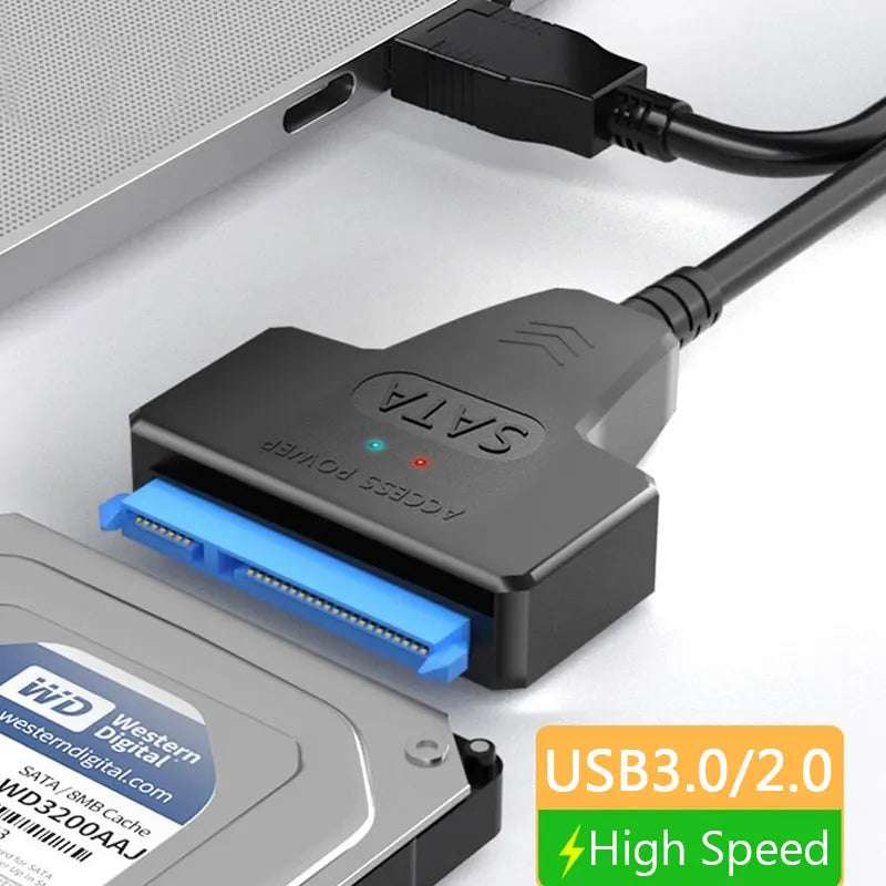 SATA to USB 3.0 Cable Adapter for 2.5” HDD SSD – 6Gbps Fast Data Transfer, External SATA III to USB 3.0/2.0 Compatible