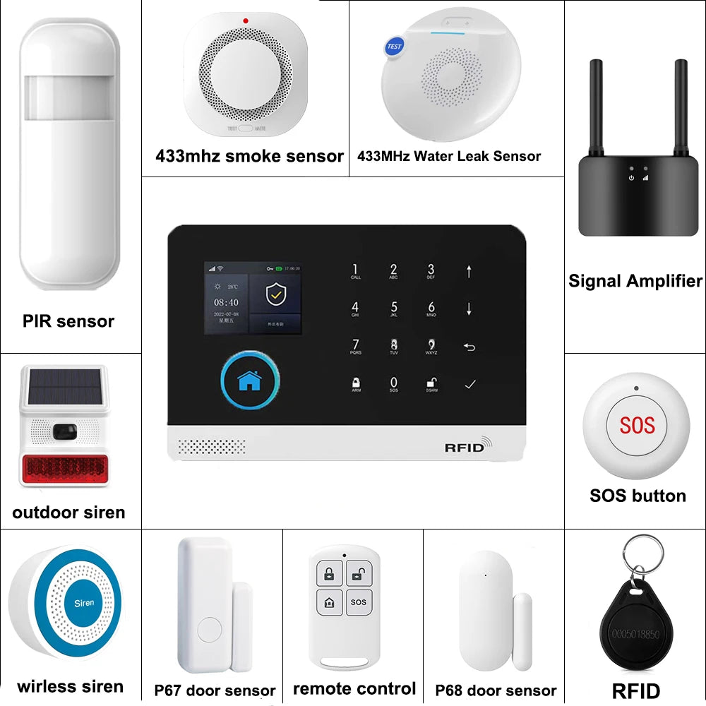 ✨ Smart WiFi + 4G Home Alarm System – Tuya Smart Life Security Kit with Door Sensor & GSM Backup