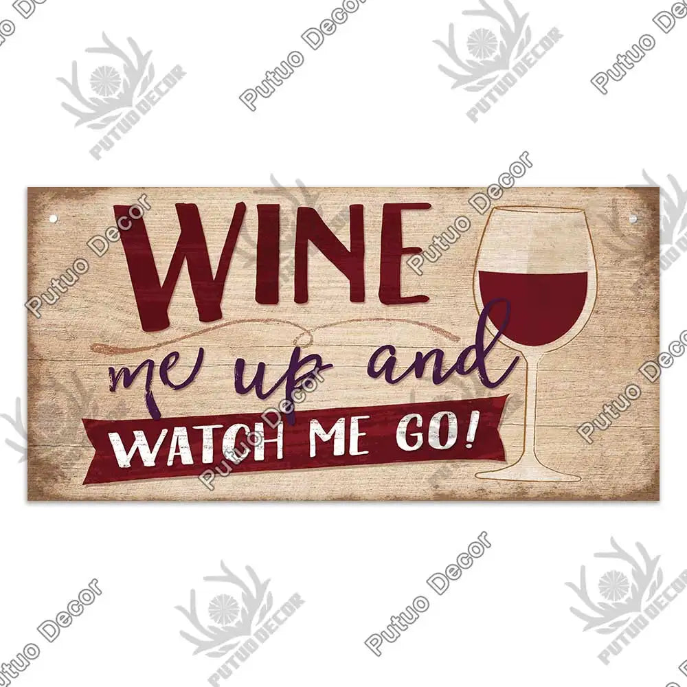 Putuo Decor Wine Signs Wooden Alcohol Plaque Wood Bar Plaque for Wood In Bar Pub Wall Decoration Door Hanging Sign Home Decor